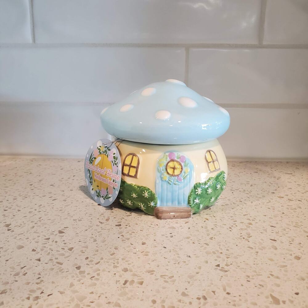 Strawberry Street Small Ceramic Mushroom Canister Jar NEW Easter Viral
